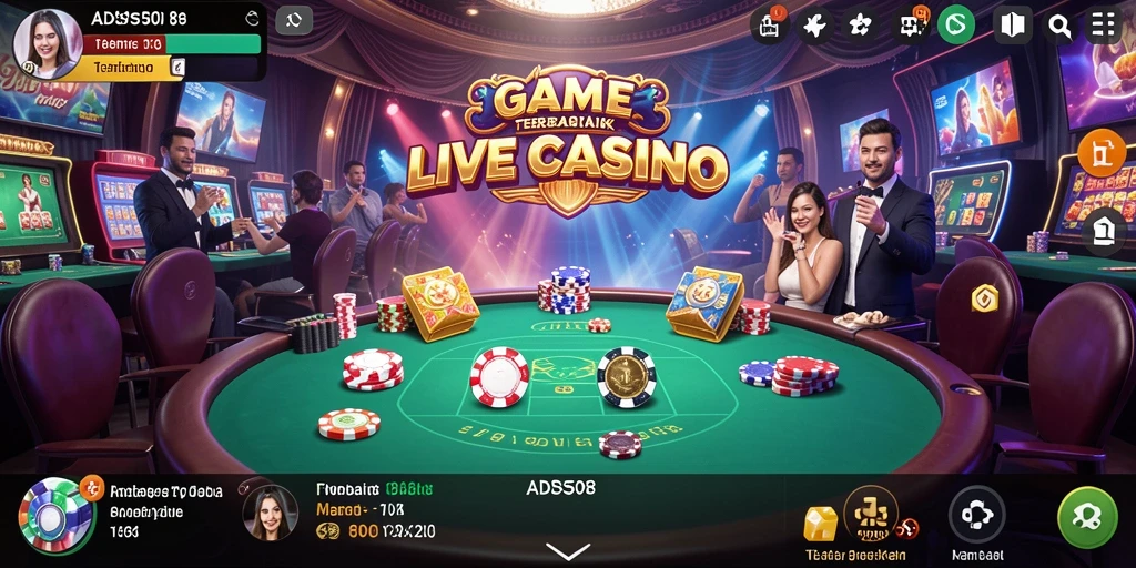 Tampilan screenshot utama ADS508 yang menggambarkan pengalaman Live Casino yang mendebarkan.