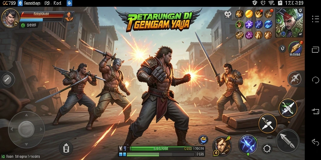 Screenshot C789 menampilkan pertarungan seru antara karakter dengan gerakan yang dinamis.