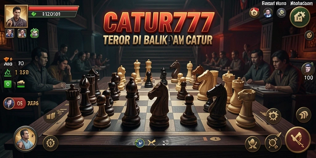 Screenshot utama CATUR777 yang menampilkan gameplay menegangkan di papan catur.