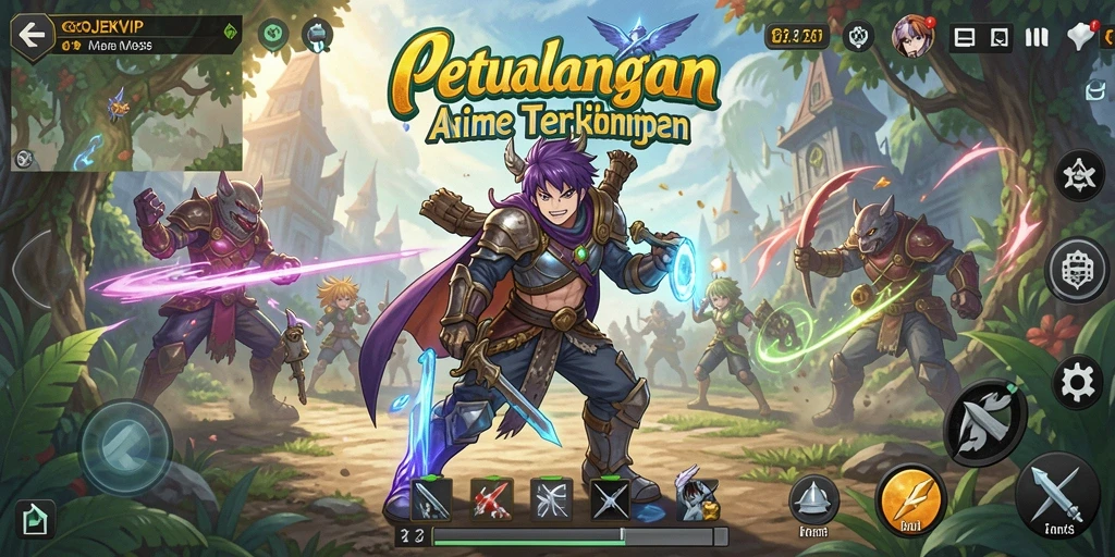 Screenshot gameplay GOJEKVIP menampilkan karakter anime yang beraksi.