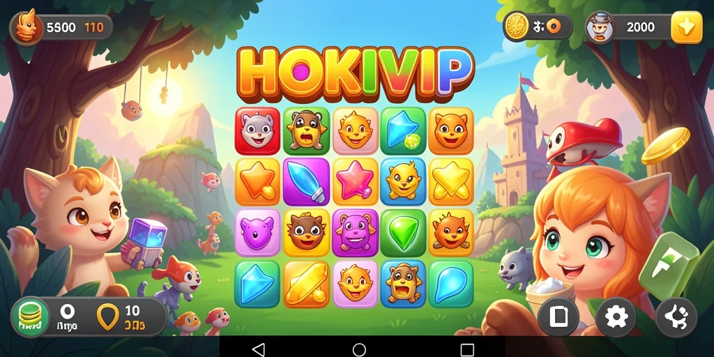 Gameplay seru HOKIVIP dalam genre Match-3 dengan visual menarik.