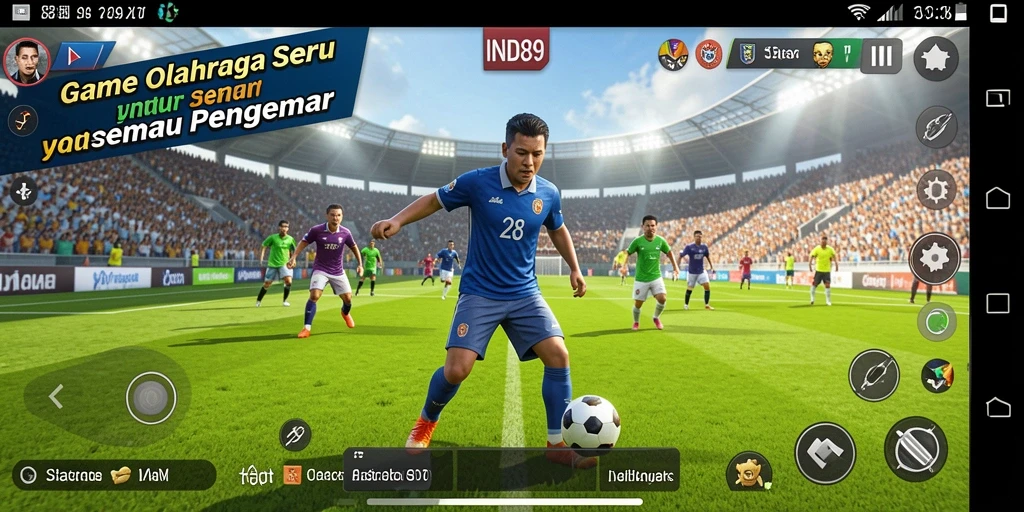 Tangkapan layar gameplay IND89 yang menampilkan aksi seru di lapangan olahraga.