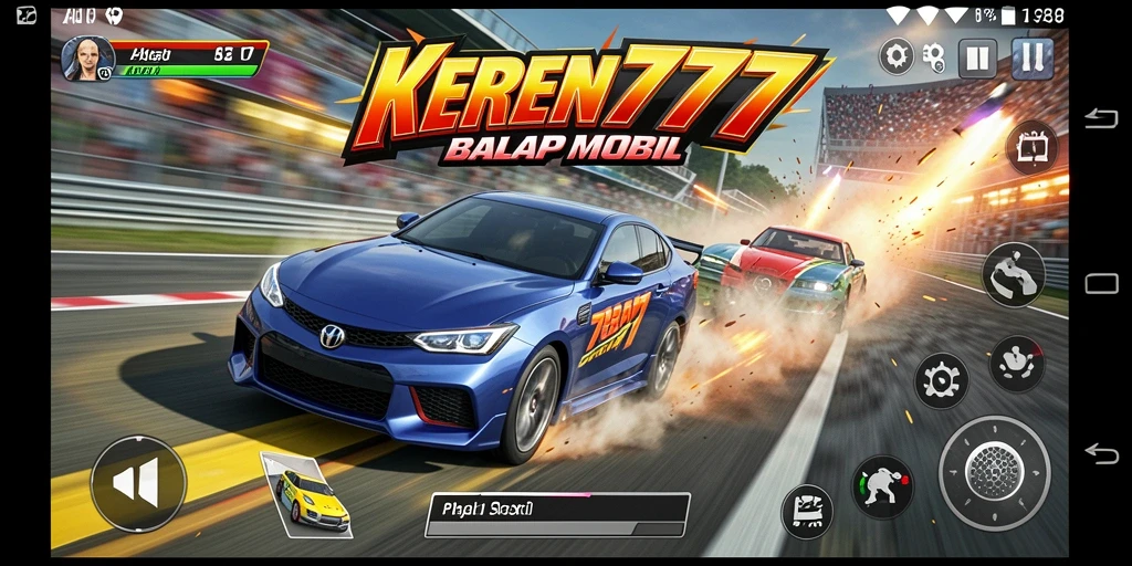 Visual gameplay KEREN777 yang menegangkan dan penuh aksi balapan.
