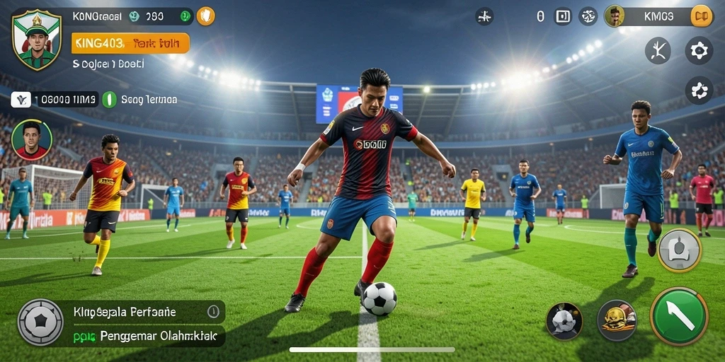Tampilan gameplay KING403 yang seru dan menarik di lapangan sepak bola.