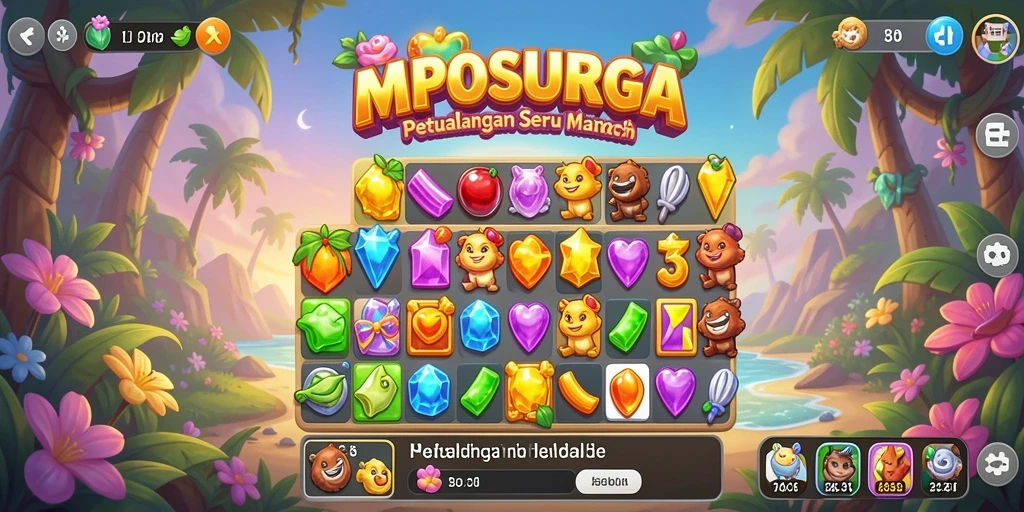 Tangkapan layar gameplay MPOSURGA yang menampilkan momen seru dalam Match-3.