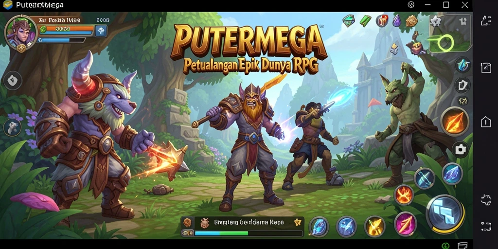 Screenshot gameplay PUTERMEGA yang menunjukkan pertarungan epik RPG.
