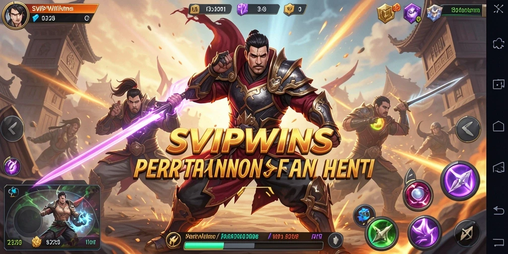 Screenshot gameplay SVIPWINS menunjukkan aksi pertarungan yang seru.