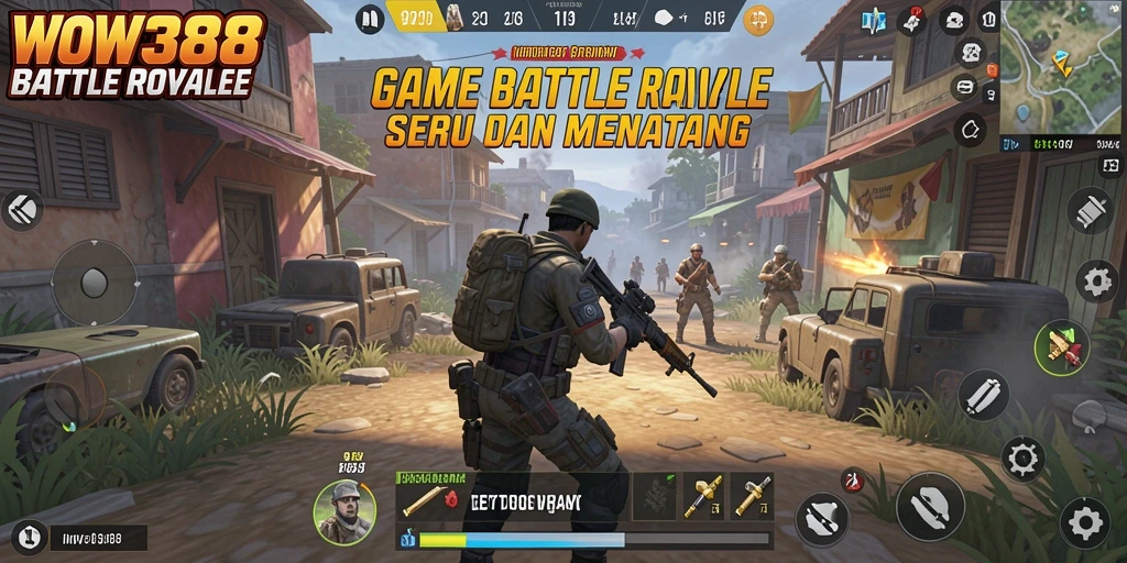 Screenshot WOW388 menampilkan keseruan pertempuran dalam mode Battle Royale.