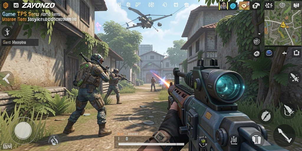 Screenshot gameplay ZAVONZO dengan aksi pertempuran yang mendebarkan.